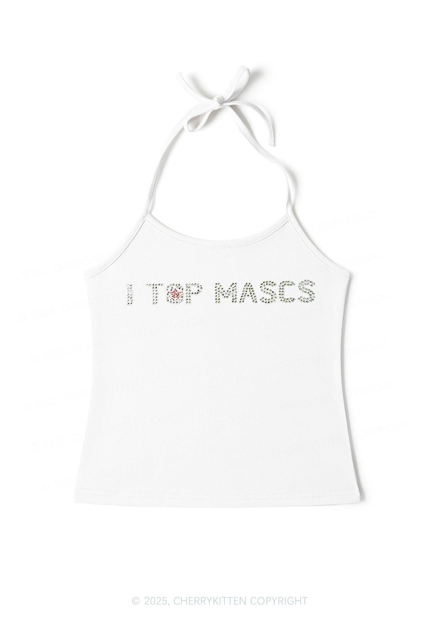 Rhinestone I Top Mascs Pride Y2K Halter Neck Cami Cherrykitten