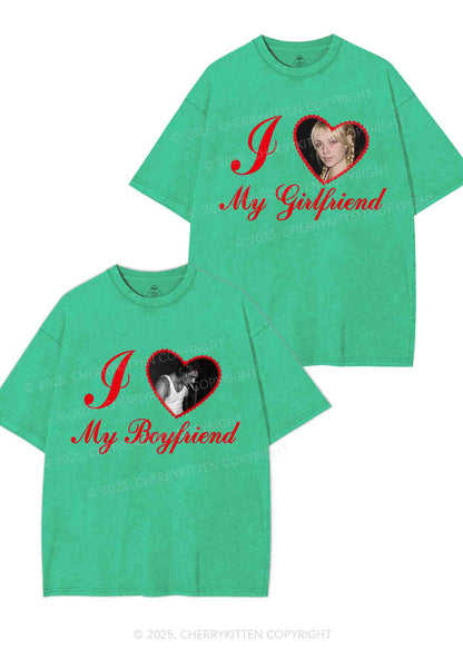 Custom Heart My BF GF Y2K Valentine's Day Washed Tee Cherrykitten
