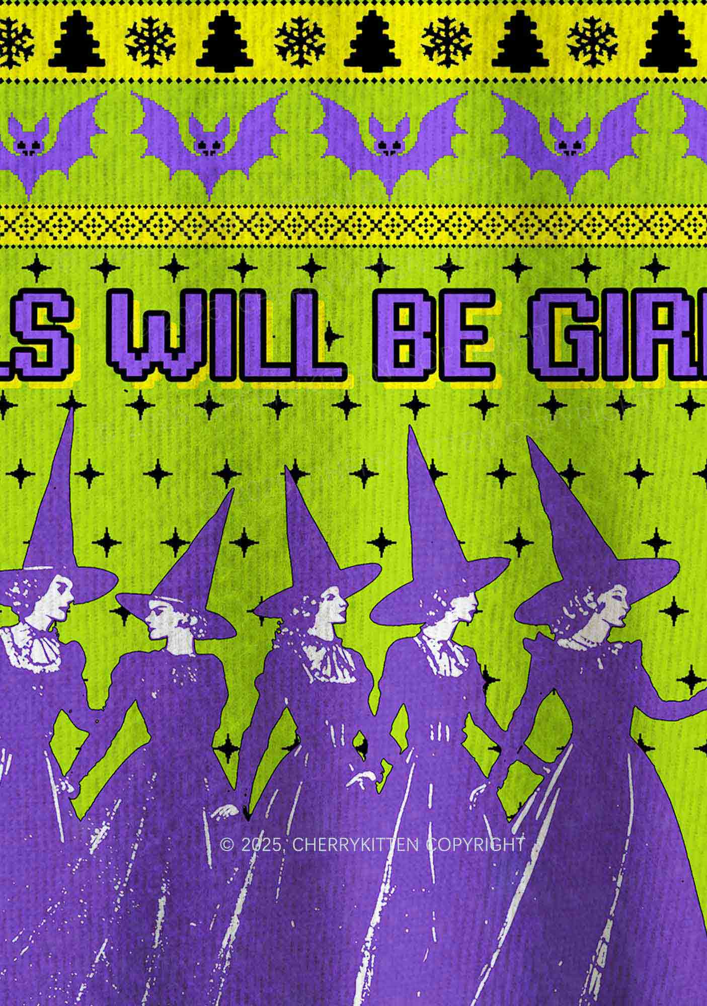 Halloween Girls Will Be Girls Y2K Christmas Knit Sweatshirt Cherrykitten