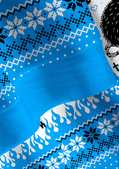 Blue Awake But What Cost Y2K Christmas Cardigan Knit Sweatshirt Cherrykitten