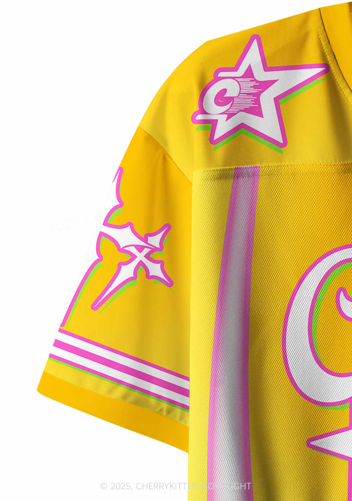 Custom Sunny Yellow Cxxt Star Y2K Crop Sport Jersey Shirts Cherrykitten
