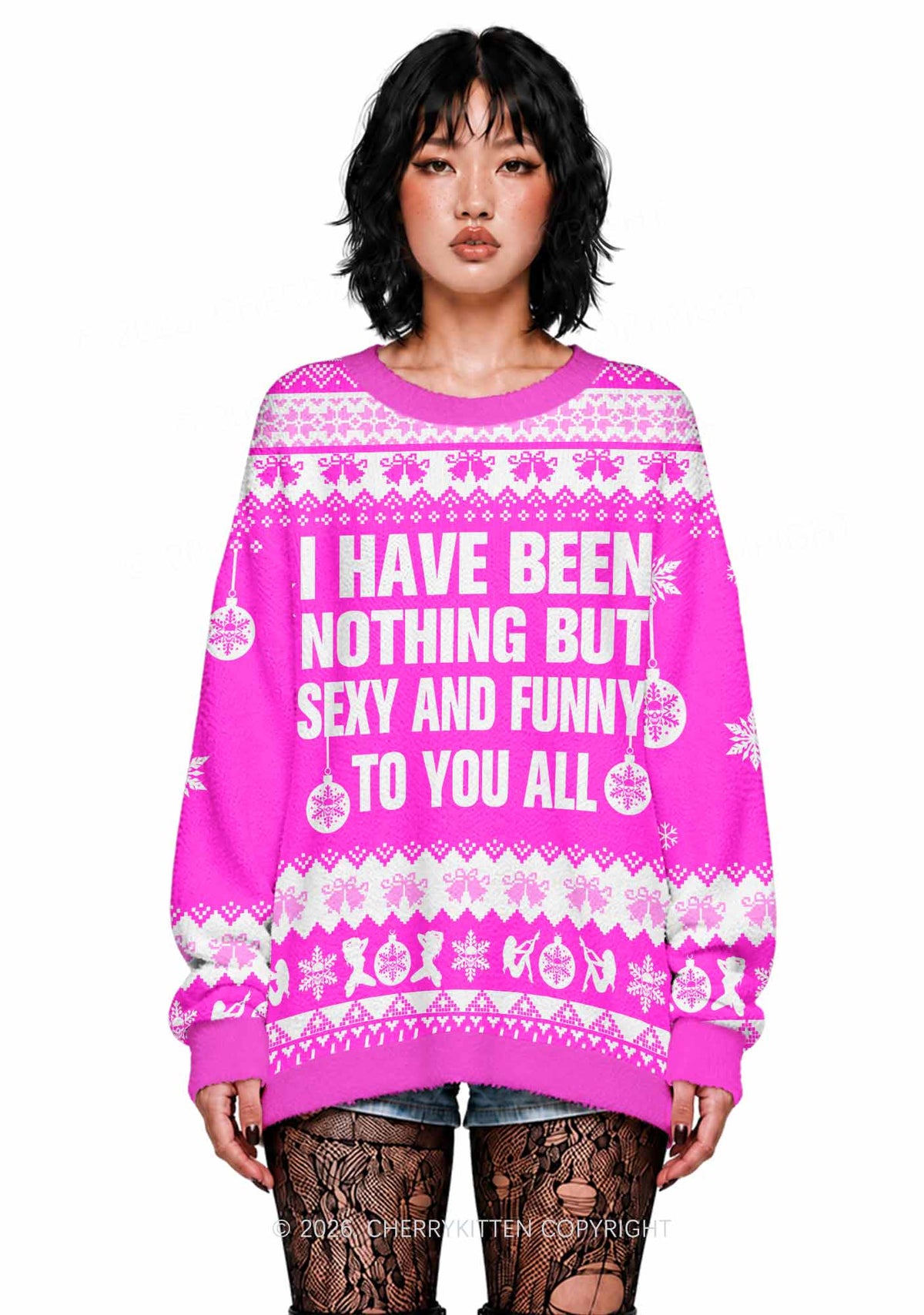 I Have Been Funny Y2K Knit Sweatshirt Cherrykitten