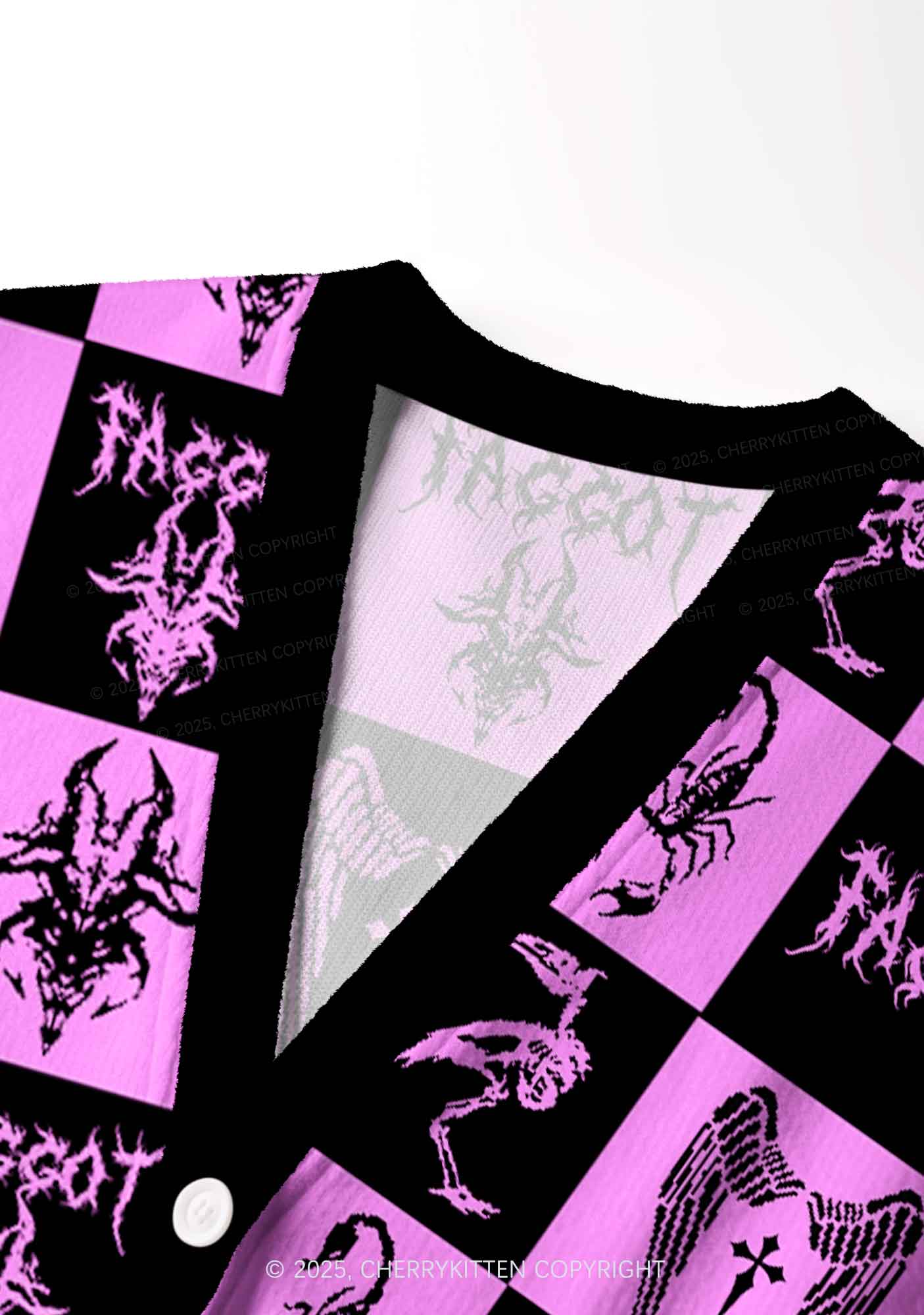 Purple Punk Faggot Pride Y2K Christmas Cardigan Knit Sweatshirt Cherrykitten