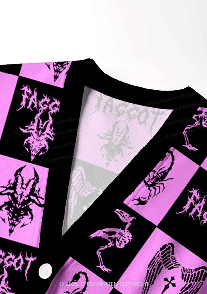 Purple Punk Faggot Pride Y2K Christmas Cardigan Knit Sweatshirt Cherrykitten