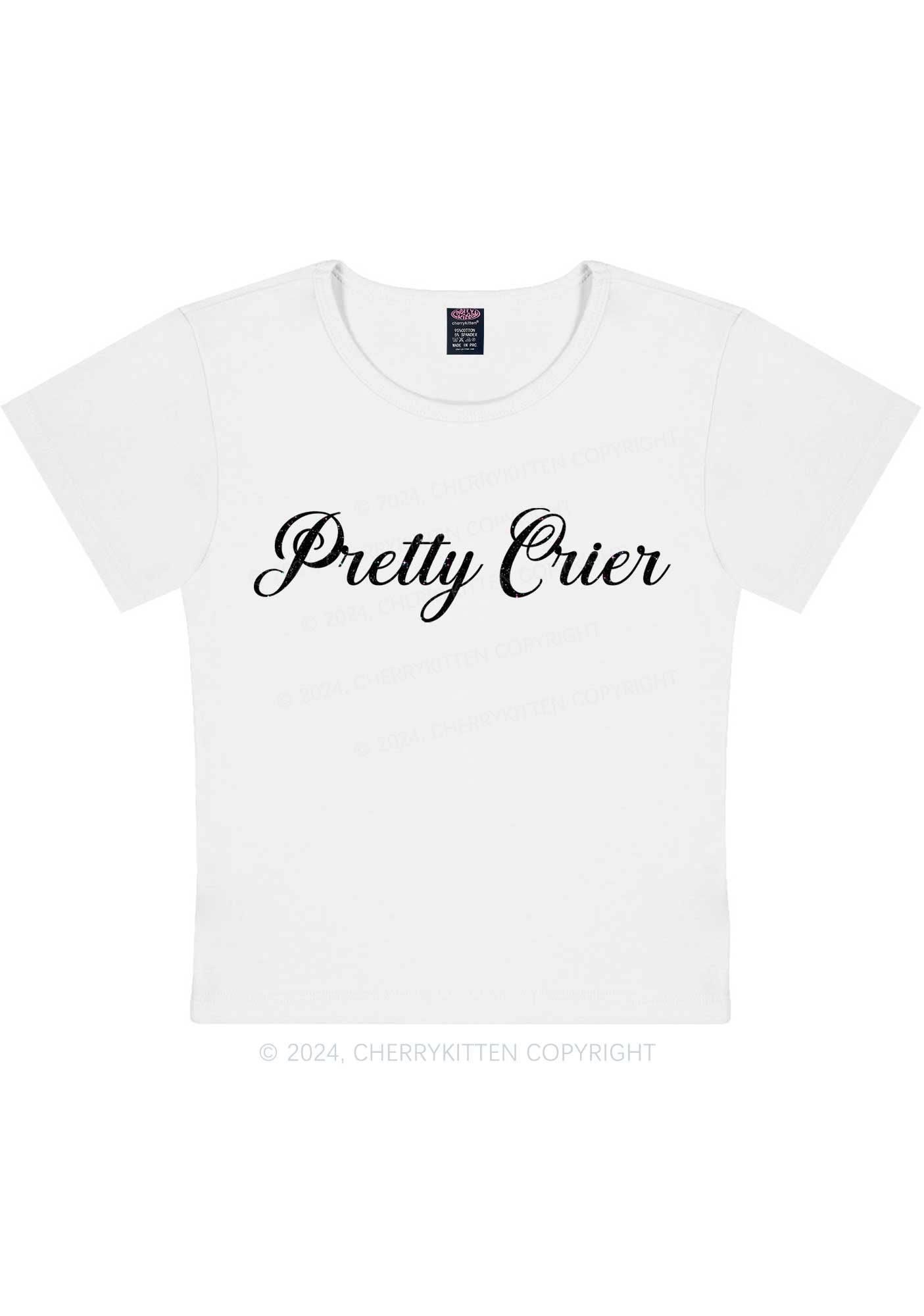 Pretty Crier Y2K Baby Tee Cherrykitten