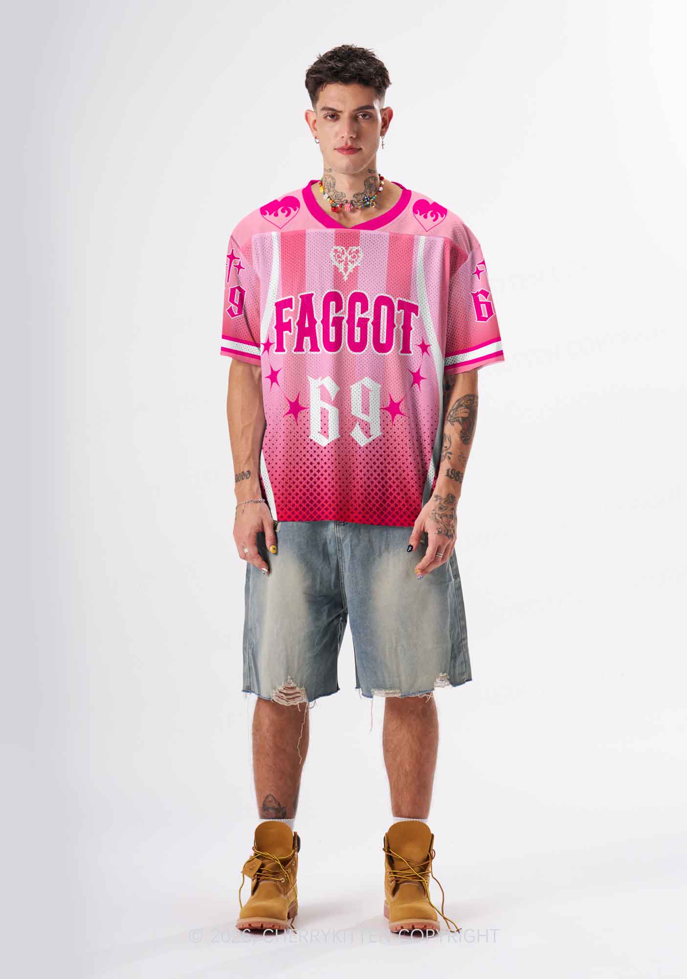 Pink Faggot Heart Pride Y2K Sport Jersey Shirts Cherrykitten
