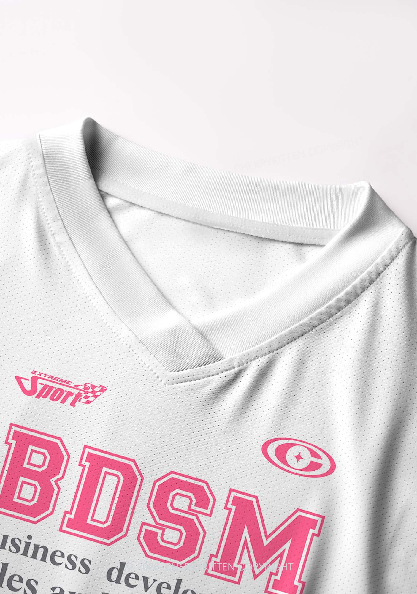 Pink BDSM Y2K Crop Football Jersey Shirts Cherrykitten