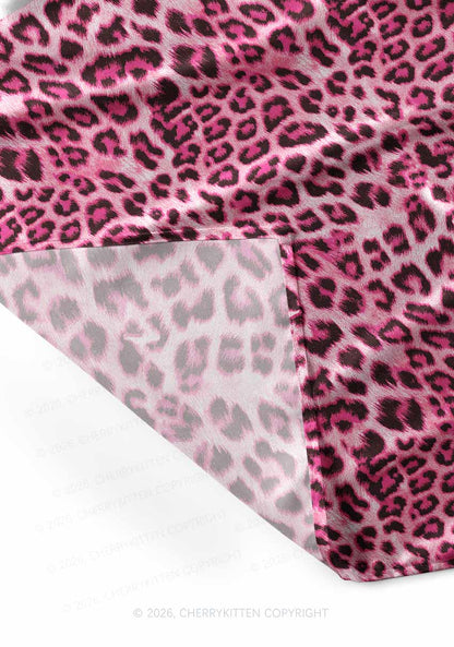 Pink Leopard Y2K Print Square Bandana Cherrykitten