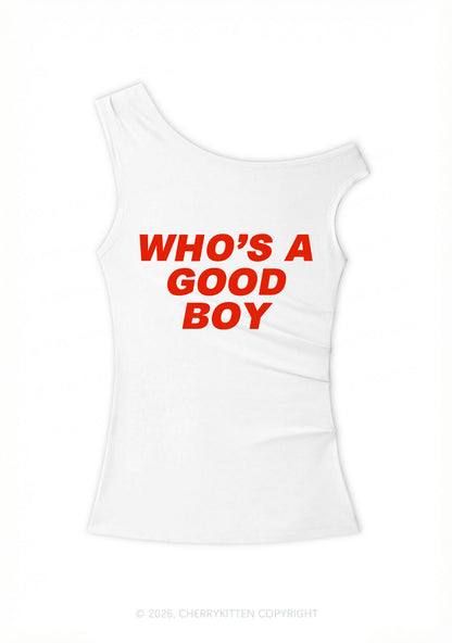 Who's A Good Boy Y2K Off Shoulder Tank Top Cherrykitten