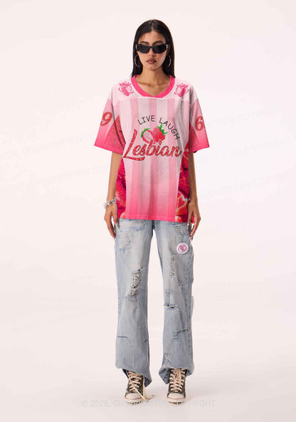 Live Laugh Lesbian Strawberry Pride Y2K Sport Jersey Shirts Cherrykitten