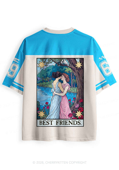 Blue Best Friends Pride Y2K Sport Jersey Shirts Cherrykitten