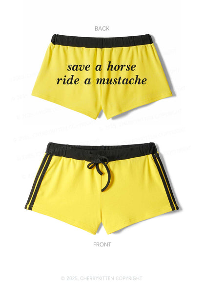 Ride A Mustache Y2K Drawstring Mini Shorts Cherrykitten