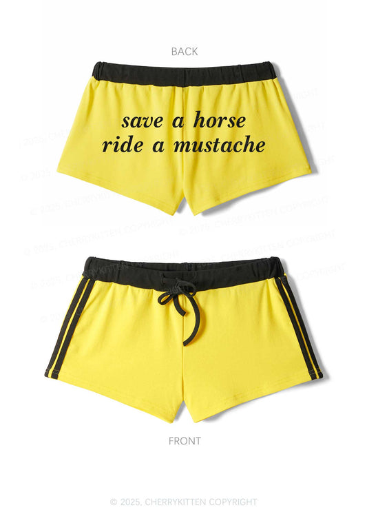 Ride A Mustache Y2K Drawstring Mini Shorts Cherrykitten
