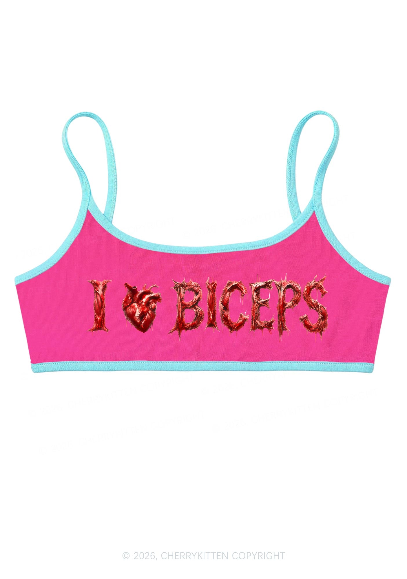 Halloween Gore Heart I Love Biceps Y2K Super Crop Cami Cherrykitten
