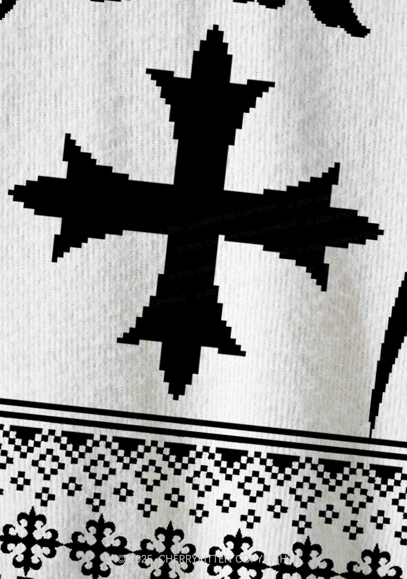 White Cxxt Flame Y2K Christmas Cardigan Knit Sweatshirt Cherrykitten