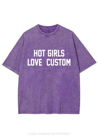 Hot Girls Love Custom Y2K Shirts Washed Tee Cherrykitten
