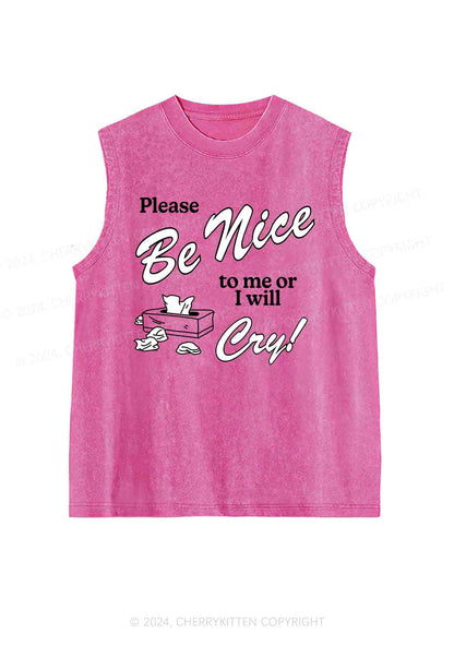 Please Be Nice To Me Or I Will Cry Y2K Washed Tank Cherrykitten