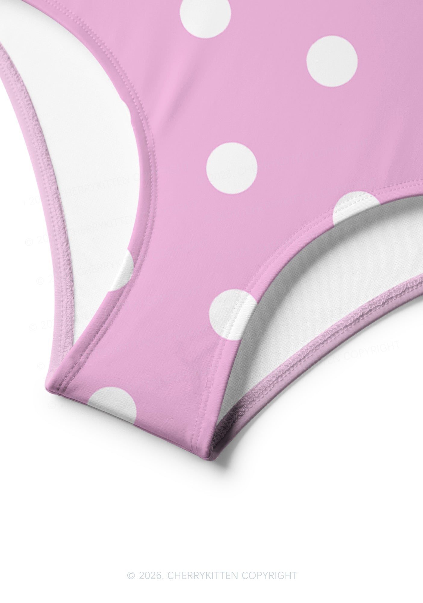 Pink And White Dots Y2K Print Bikini Set Cherrykitten
