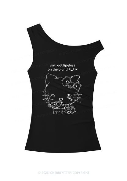 Sorry About Lipgloss Y2K Off Shoulder Tank Top Cherrykitten