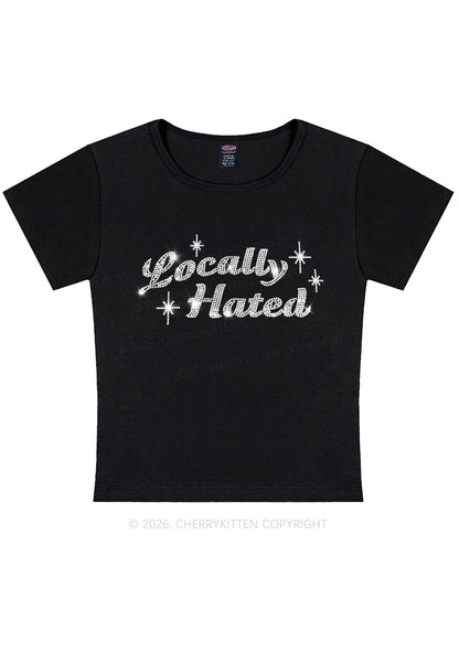 Rhinestone Locally Hated Y2K Baby Tee Cherrykitten