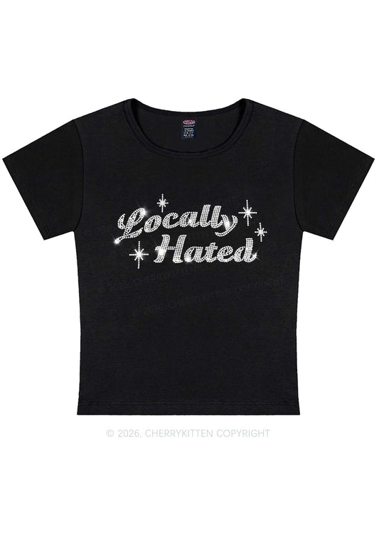 Rhinestone Locally Hated Y2K Baby Tee Cherrykitten