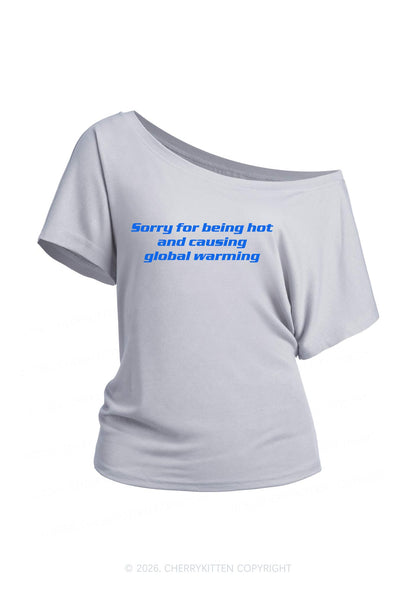 Sorry For Causing Global Warming Y2K Off Shoulder Tee Cherrykitten