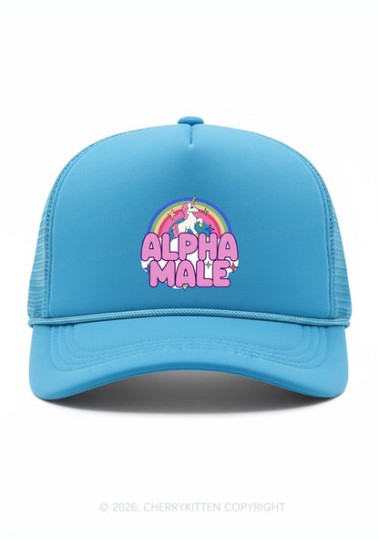 Rainbow Unicorn Alpha Male Pride Y2K Trucker Hat Cherrykitten
