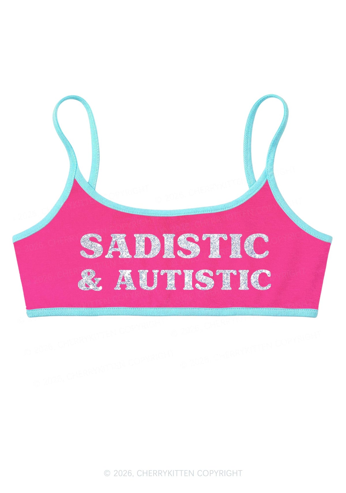 Glitter Sadistic And Autistic Y2K Super Crop Cami Cherrykitten