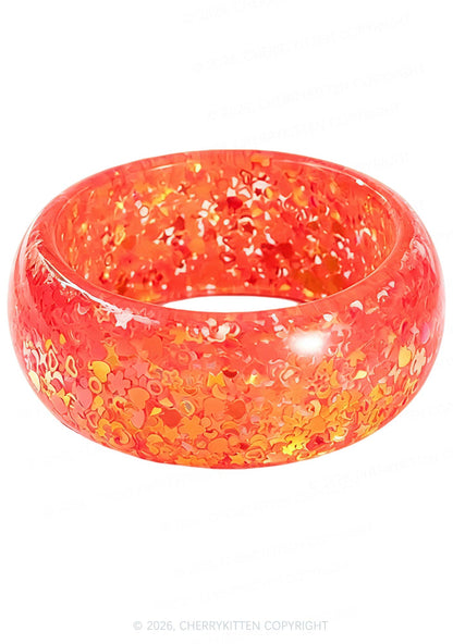 Glitter Sequins Jelly Color Y2K Cuff Bangle Cherrykitten