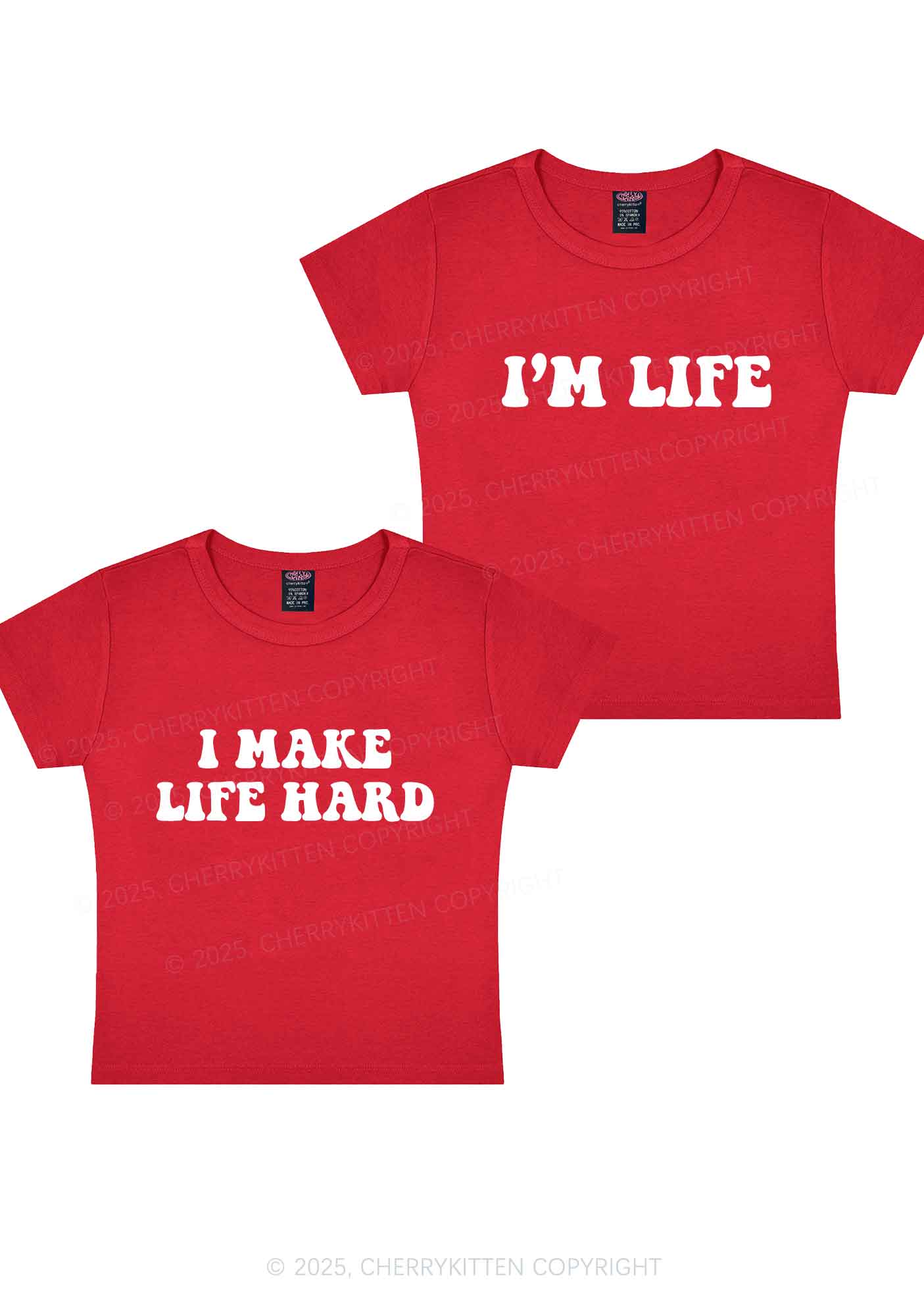 I Make Life Hard Y2K Valentine's Day Baby Tee Cherrykitten