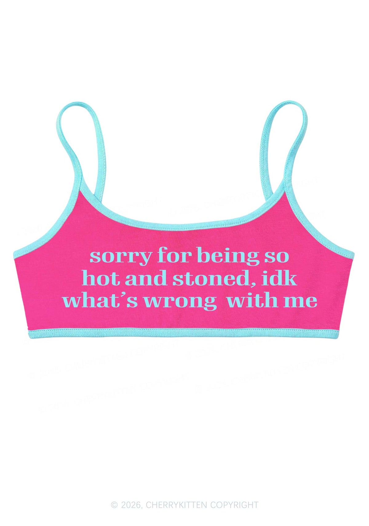 Sorry For Being Hot And Stoned Y2K Super Crop Cami Cherrykitten