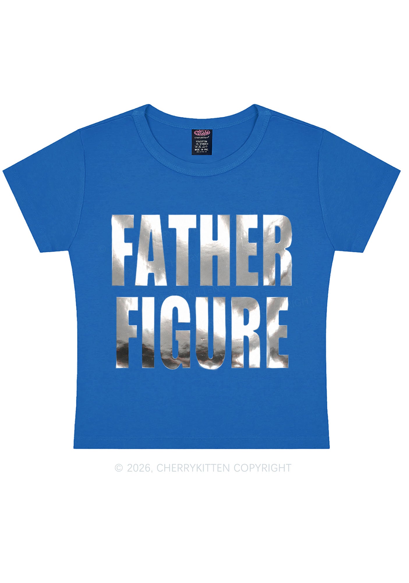 Father Figure Silver Foil Printed Y2K Baby Tee Cherrykitten