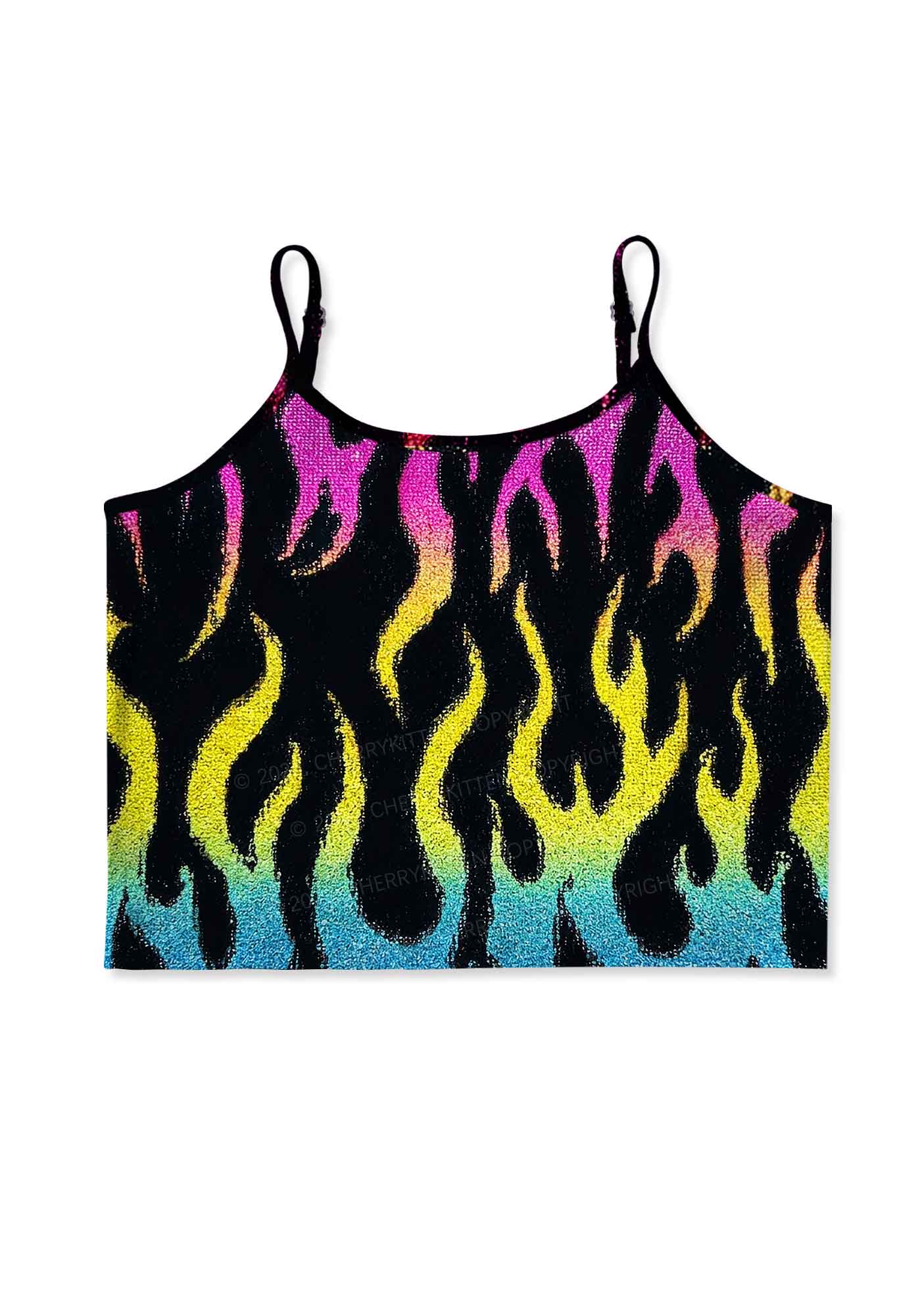 Pansexuality Flame Pride Y2K Print Cami Crop Top Cherrykitten