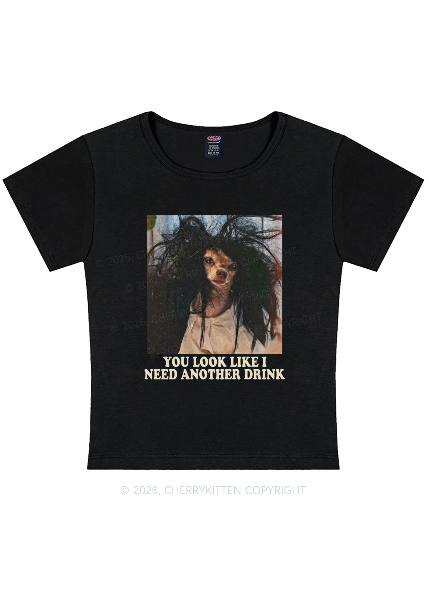 You Look Like I Need Another Drink Y2K Baby Tee Cherrykitten