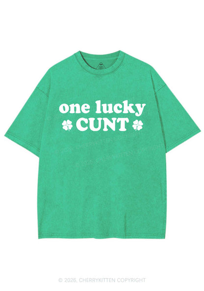 One Lucky Cxxt St Patricks Y2K Washed Tee Cherrykitten
