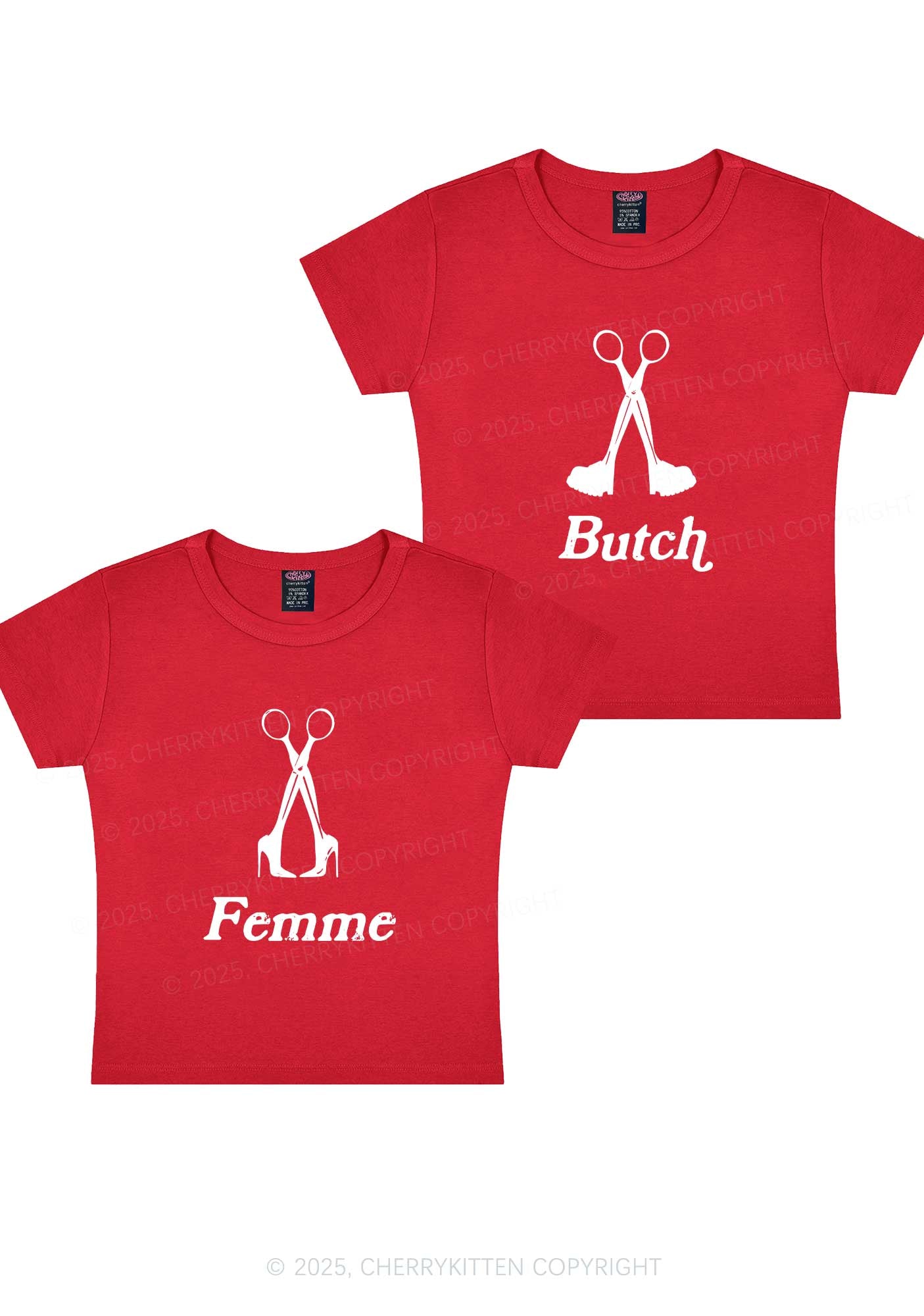 Femme Butch Scissors Y2K Valentine's Day Baby Tee Cherrykitten