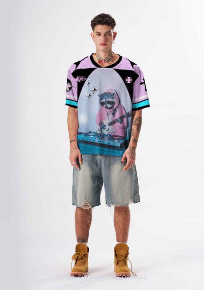 Pink Hoodie Raccoon DJ Y2K Sport Jersey Shirts Cherrykitten