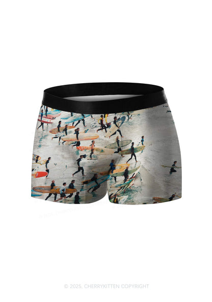 Surfing Beach Y2K Print Men Boxer Briefs Cherrykitten