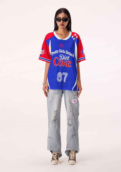 Blue Pretty Girls Drink Diet Cola Y2K Sport Jersey Shirts Cherrykitten