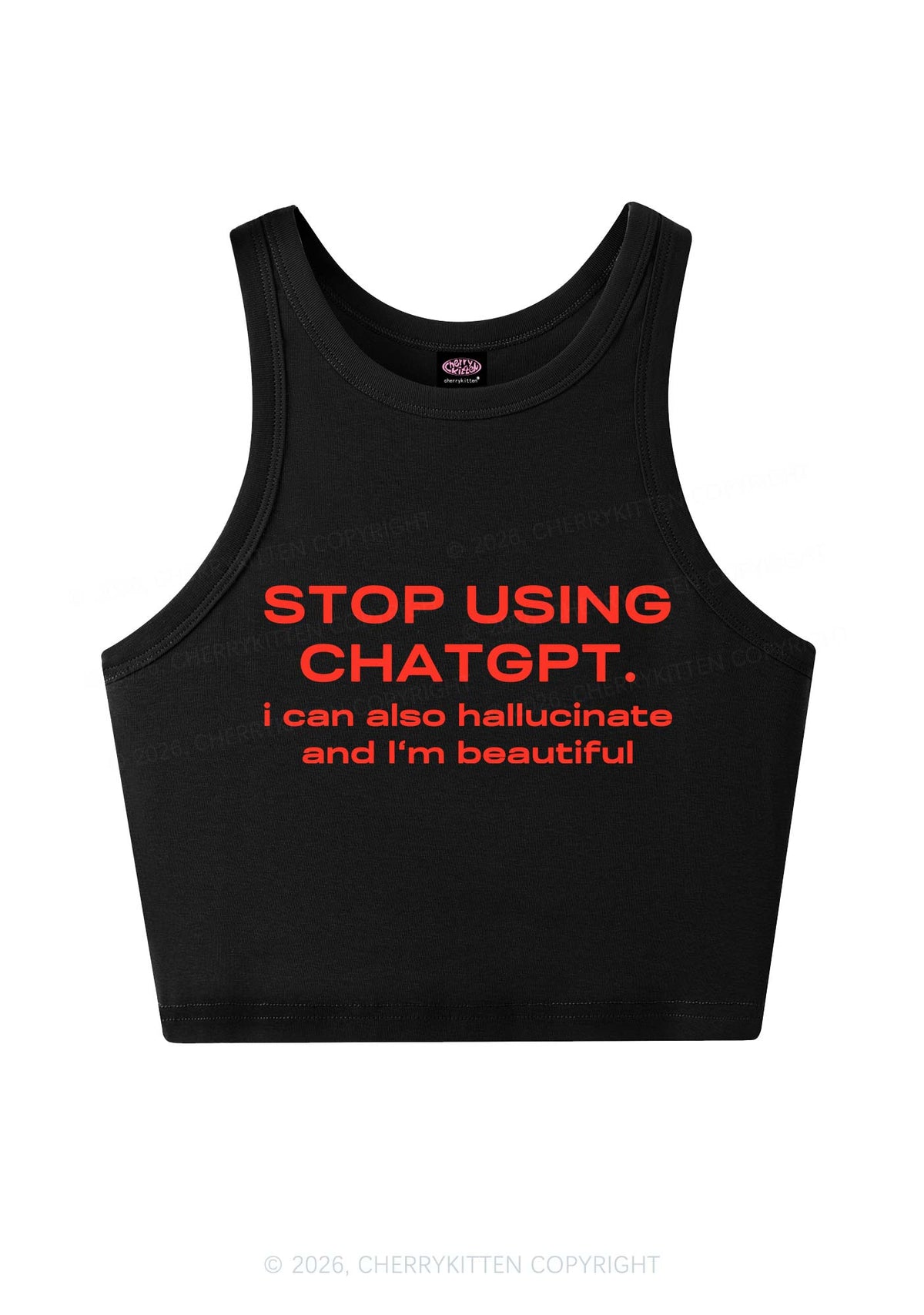Stop Using GPT Y2K Crop Tank Top Cherrykitten