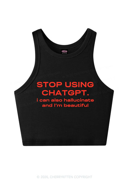 Stop Using GPT Y2K Crop Tank Top Cherrykitten