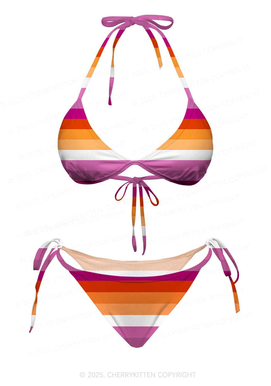 Lesbian Pride Y2K Print Bikini Set Cherrykitten