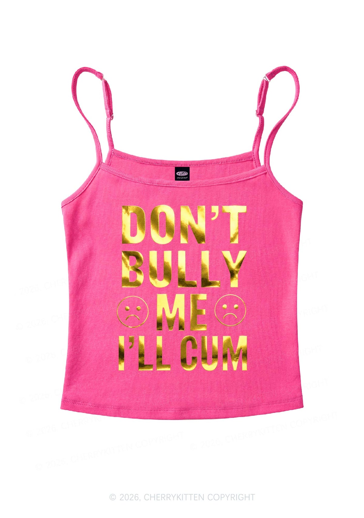 Dont Bully Me Silver Foil Printed Y2K Spaghetti Strap Cami Cherrykitten