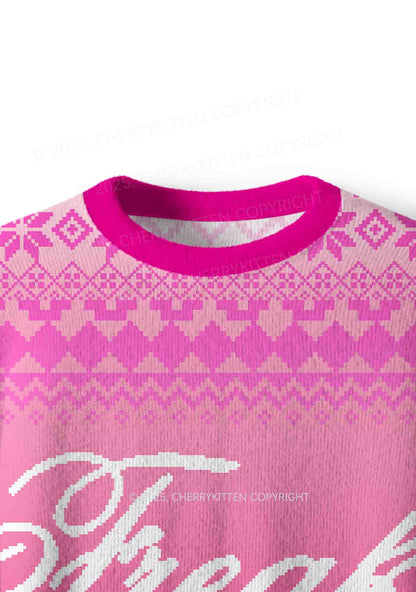 Pink Freak Y2K Christmas Knit Sweatshirt Cherrykitten