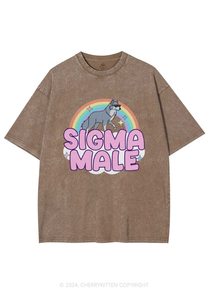 Sigma Male Wolf Y2K Washed Tee Cherrykitten