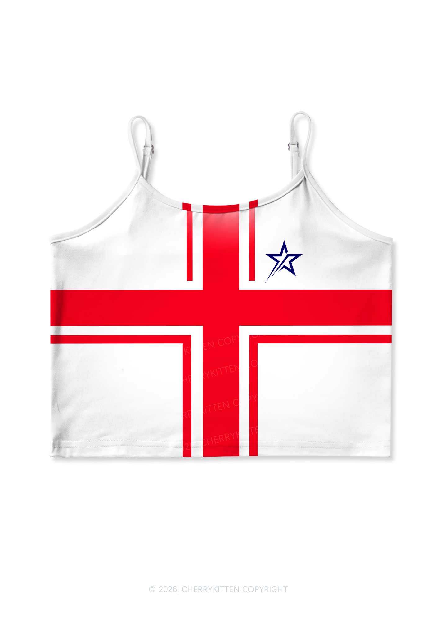 Red Cross Blue Star Y2K Print Cami Crop Top Cherrykitten