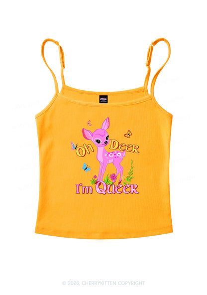 Oh Deer Im Queer Pride Y2K Spaghetti Strap Cami Cherrykitten