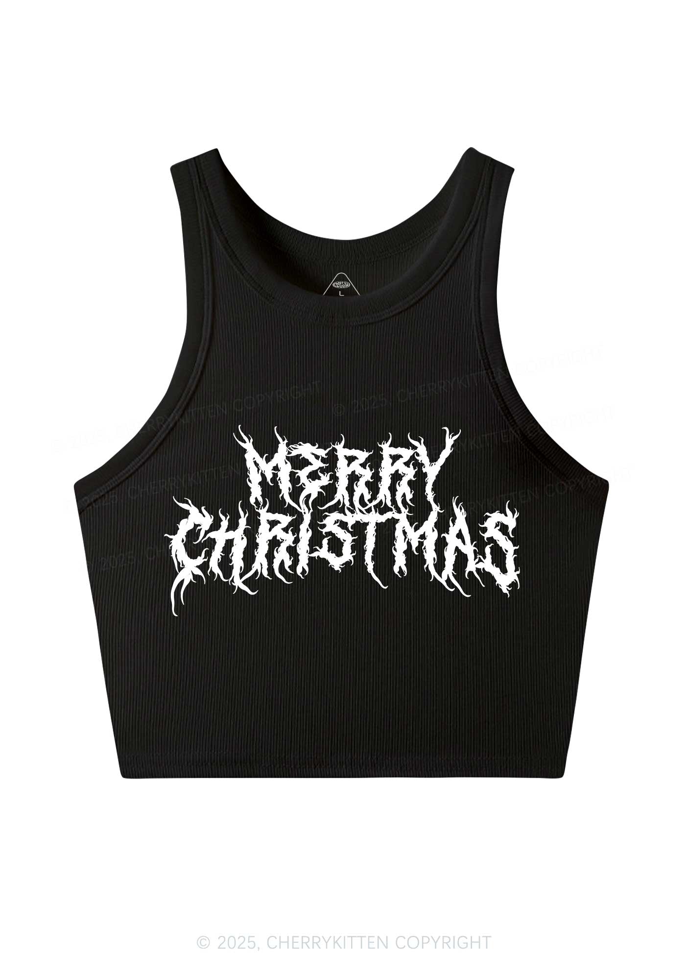 Merry Christmas Y2K Crop Tank Top Cherrykitten