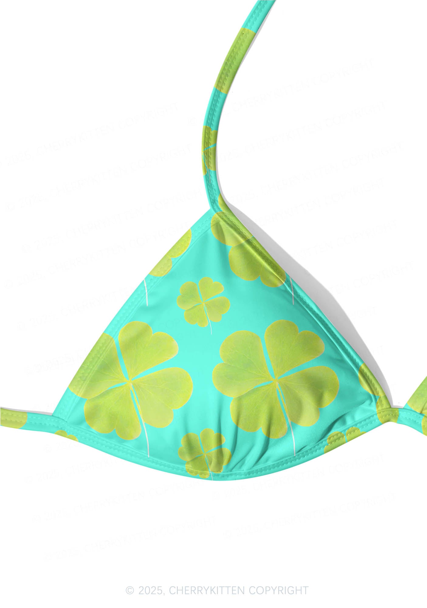 Green Four Leaf Clover Y2K Print Bikini Set Cherrykitten