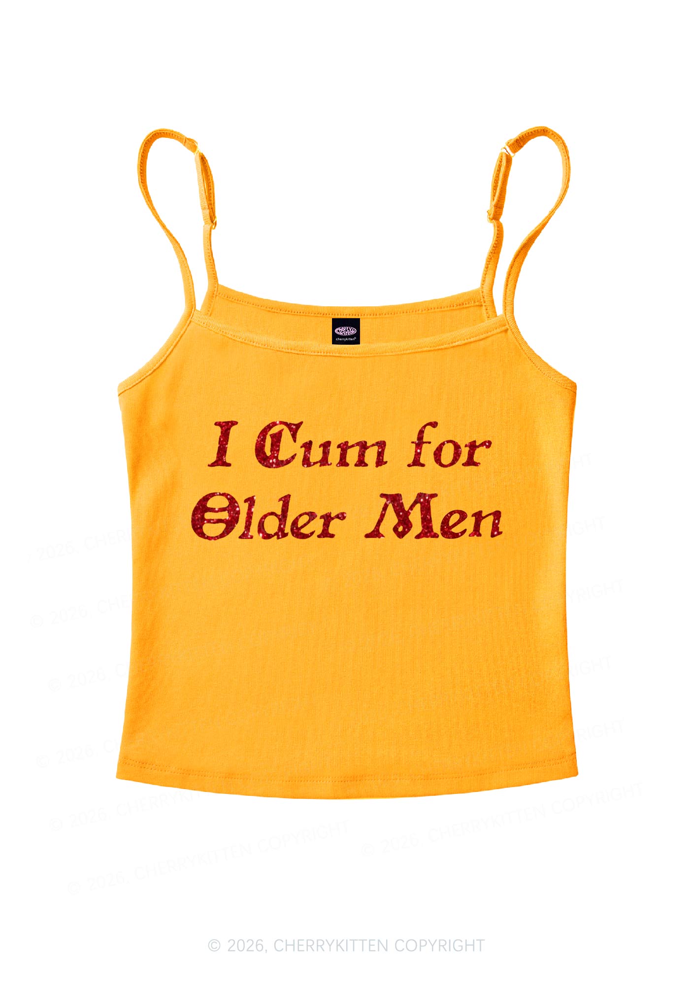 Glitter Come For Older Men Y2K Spaghetti Strap Cami Cherrykitten
